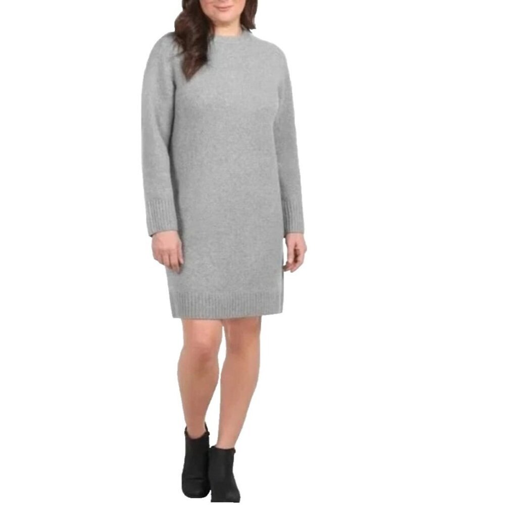Dalia Women's L Gray Sweater Dress Large Wool Blend Long Sleeve  N0537